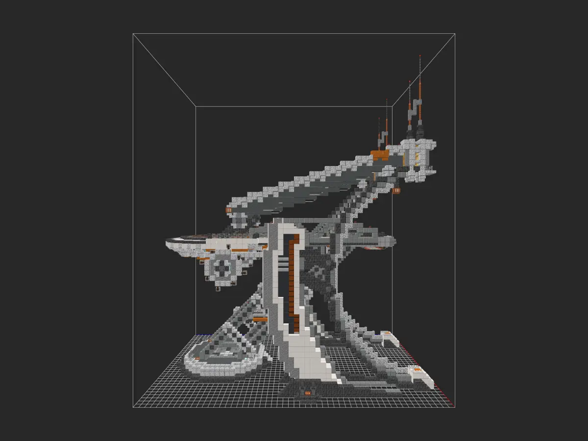 Minecraft《我的世界》【科幻建筑教程】：打造专属“停机坪”！垂直起降固定翼飞行器停靠平台-投影工坊