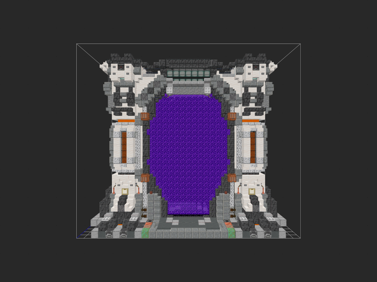 Minecraft地狱门科幻建筑：【空间折跃门】设计，简单酷炫的新型地狱门建造教程！-投影工坊