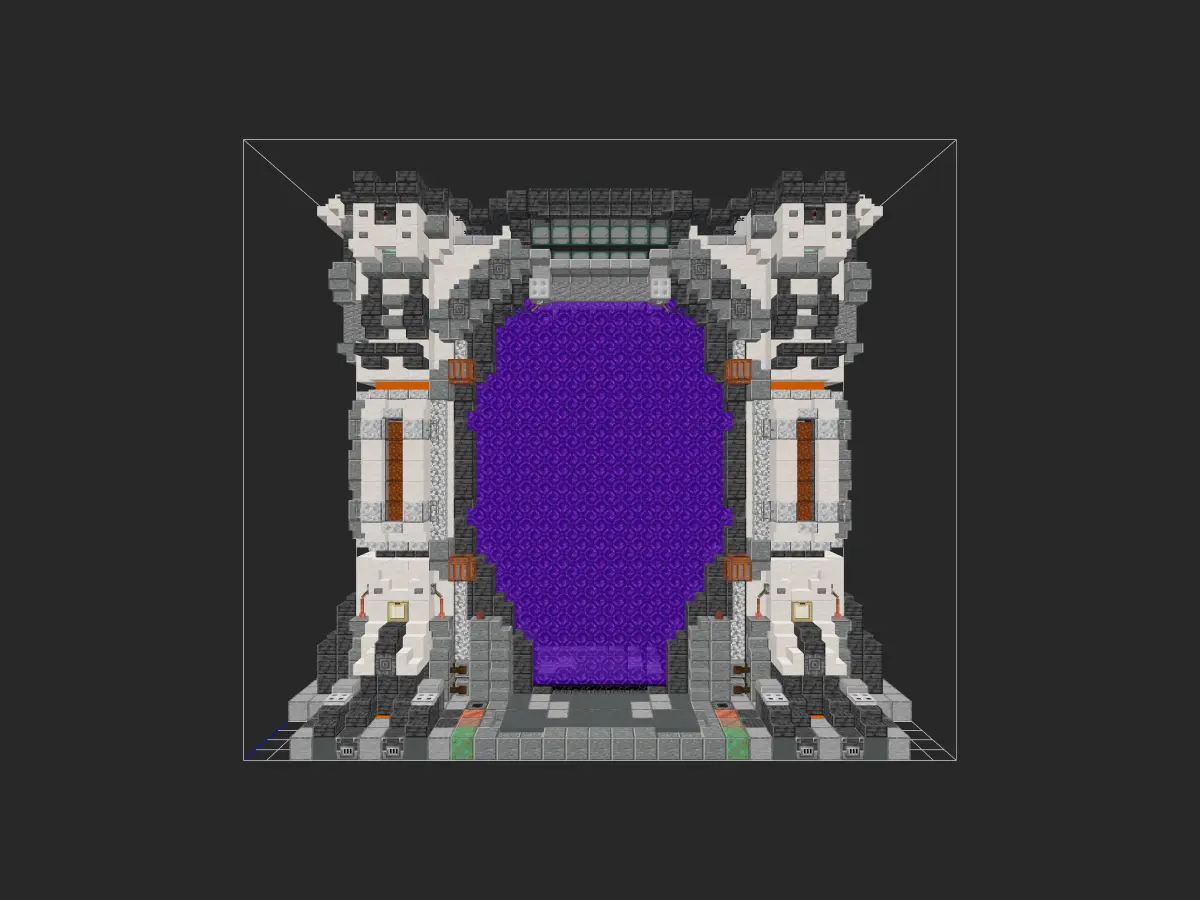 Minecraft地狱门科幻建筑：【空间折跃门】设计，简单酷炫的新型地狱门建造教程！-投影工坊