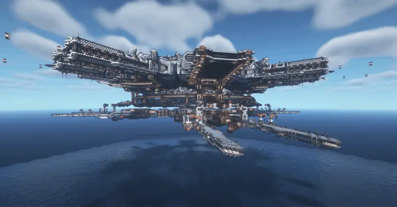 Minecraft科幻建筑：末地空间站「束星港」——附刷沙机装饰的超大型科幻末地城存档（JAVA/基岩版）-投影工坊