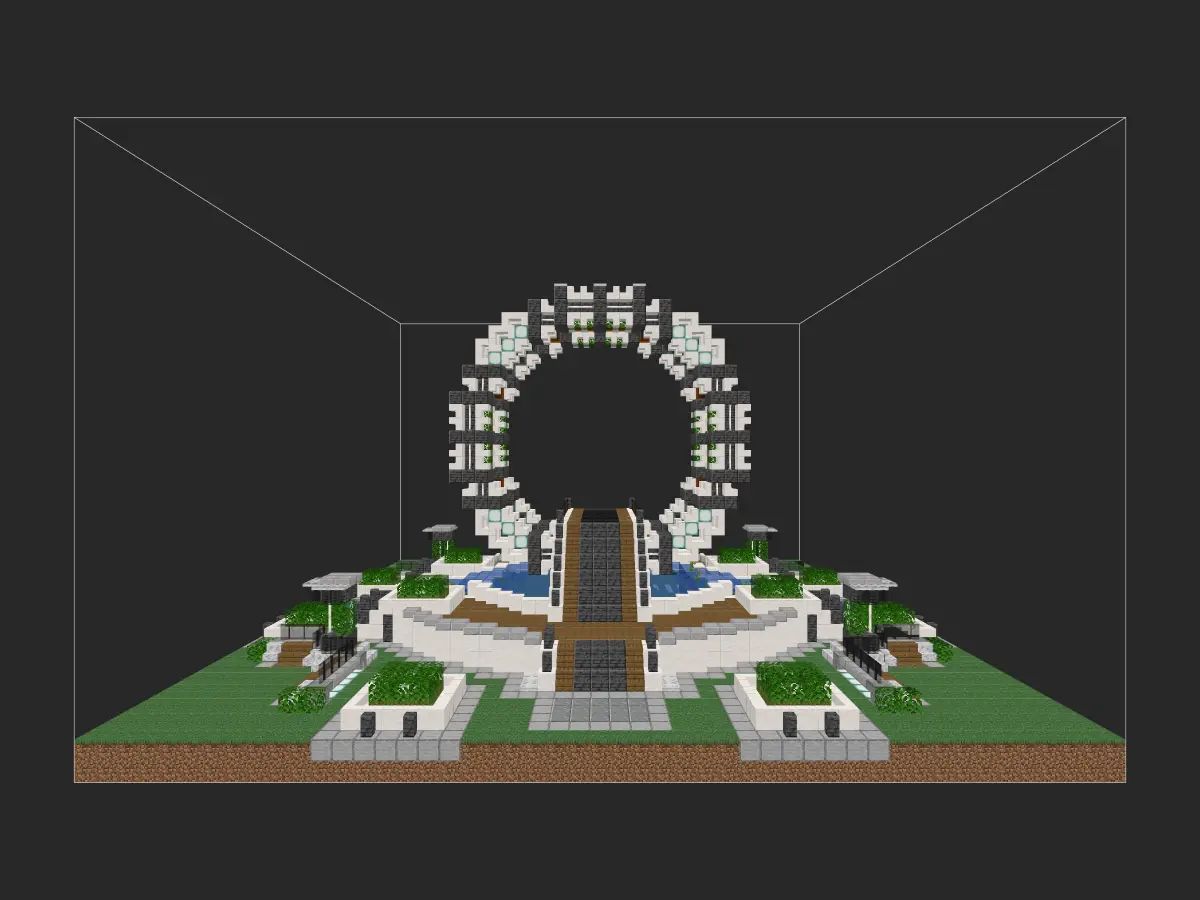 我的世界科幻景观建筑：废弃反应堆芯爆改公园景观雕塑（我的世界投影），告别传统喷泉！-投影工坊