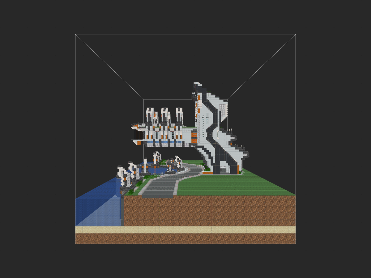 我的世界科幻建筑教程：超酷炫科幻码头（我的世界投影）——配备导弹发射井的潜艇船坞陆基部分！-投影工坊