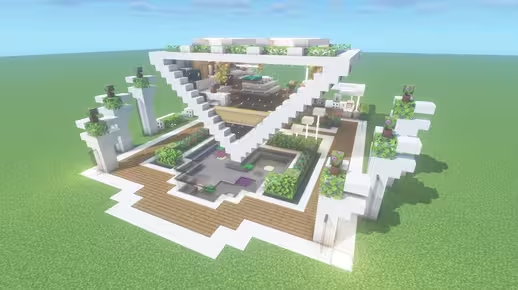 我的世界现代建筑教程：稳定的现代三角别墅（我的世界投影）——挑战物理规则的悬空建筑！-投影工坊