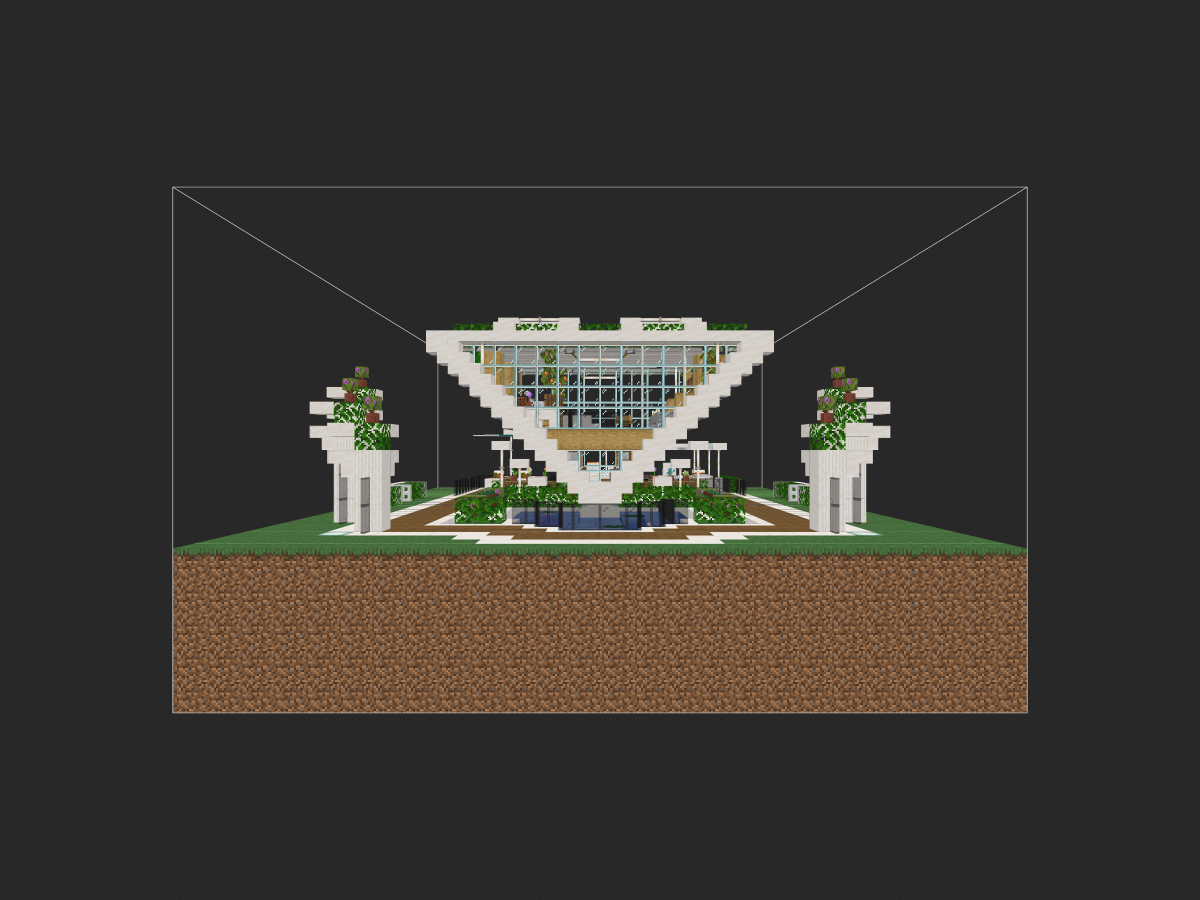 我的世界现代建筑教程：稳定的现代三角别墅（我的世界投影）——挑战物理规则的悬空建筑！-投影工坊