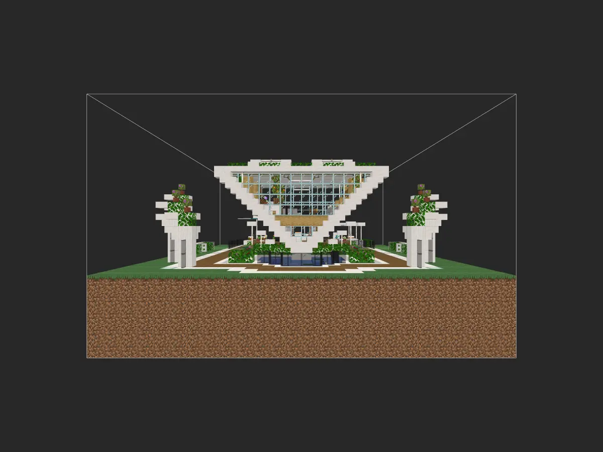 我的世界现代建筑教程：稳定的现代三角别墅（我的世界投影）——挑战物理规则的悬空建筑！-投影工坊