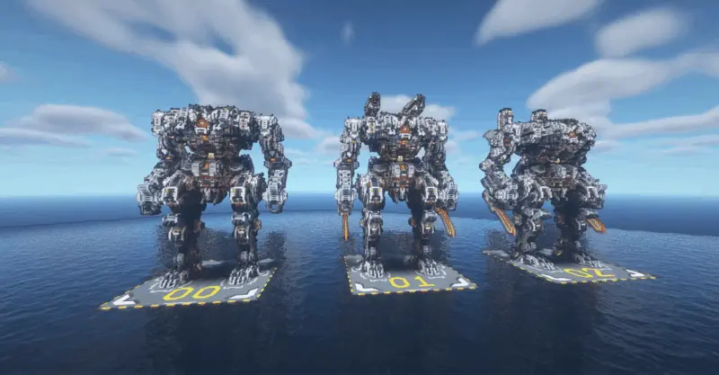 Minecraft科幻建筑：掠星者重型机甲（我的世界投影）——三种形态的超大型战斗机甲！-投影工坊