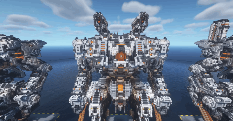 Minecraft科幻建筑：掠星者重型机甲（我的世界投影）——三种形态的超大型战斗机甲！-投影工坊