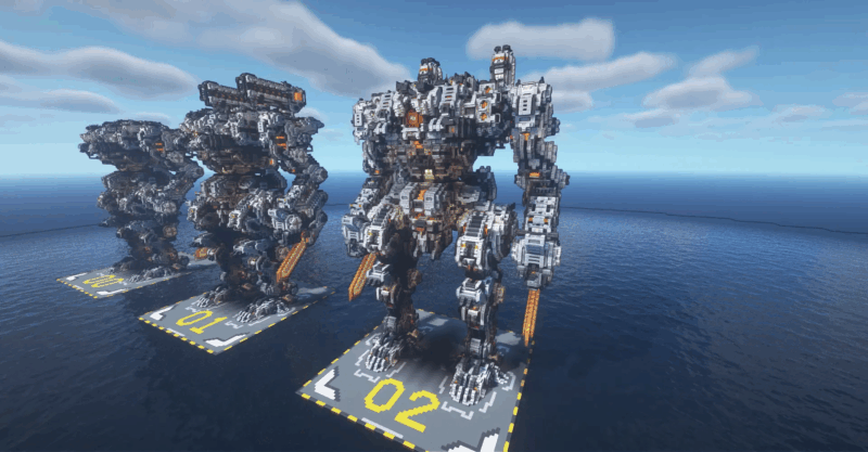 Minecraft科幻建筑：掠星者重型机甲（我的世界投影）——三种形态的超大型战斗机甲！-投影工坊