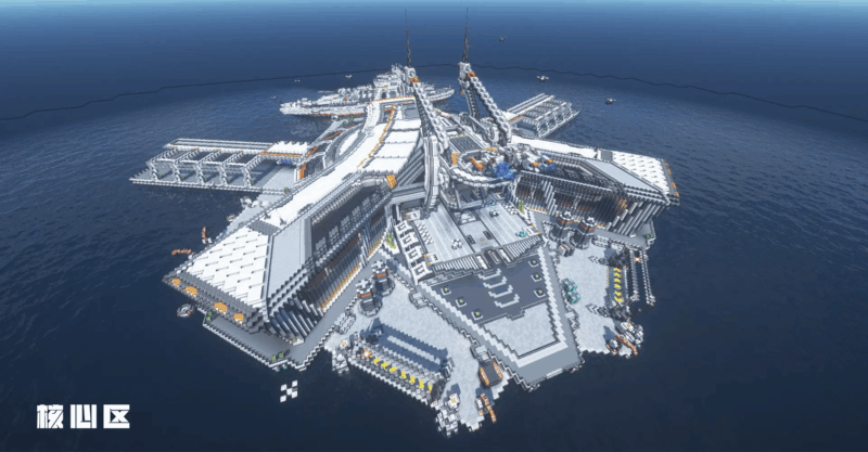 Minecraft科幻建筑：史诗级「群岛」海上科研基地（我的世界投影）——超大型科幻建筑群！-投影工坊
