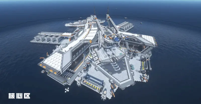 Minecraft科幻建筑：史诗级「群岛」海上科研基地（我的世界投影）——超大型科幻建筑群！-投影工坊