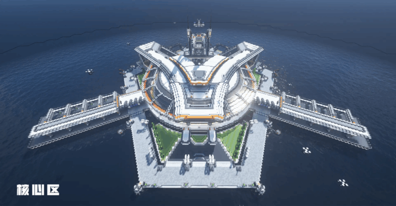 Minecraft科幻建筑：史诗级「群岛」海上科研基地（我的世界投影）——超大型科幻建筑群！-投影工坊