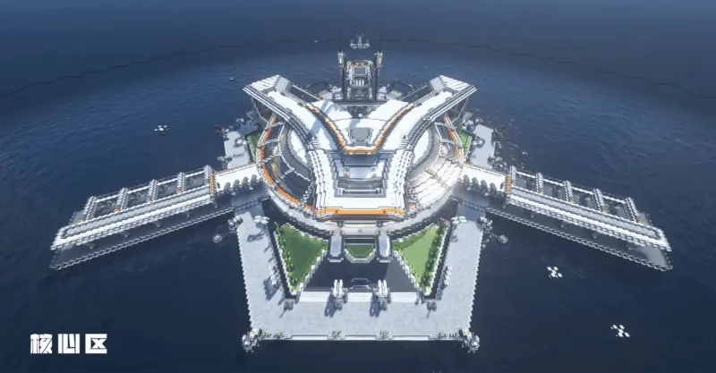 Minecraft科幻建筑：史诗级「群岛」海上科研基地（我的世界投影）——超大型科幻建筑群！-投影工坊