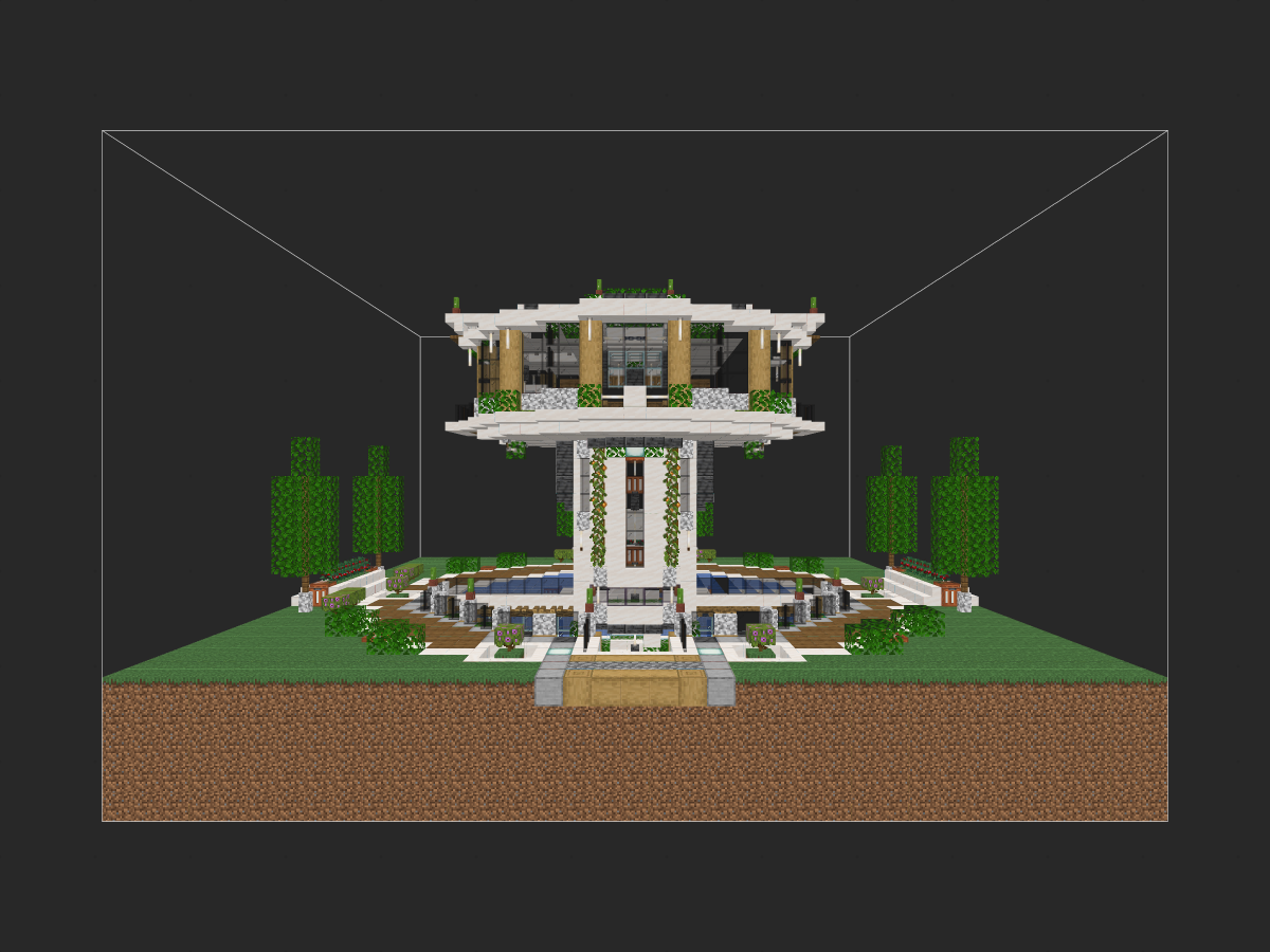 我的世界生存建筑教程：半浮空半地下现代住宅（我的世界投影）——极致绿化体验，单人生存必备！-投影工坊