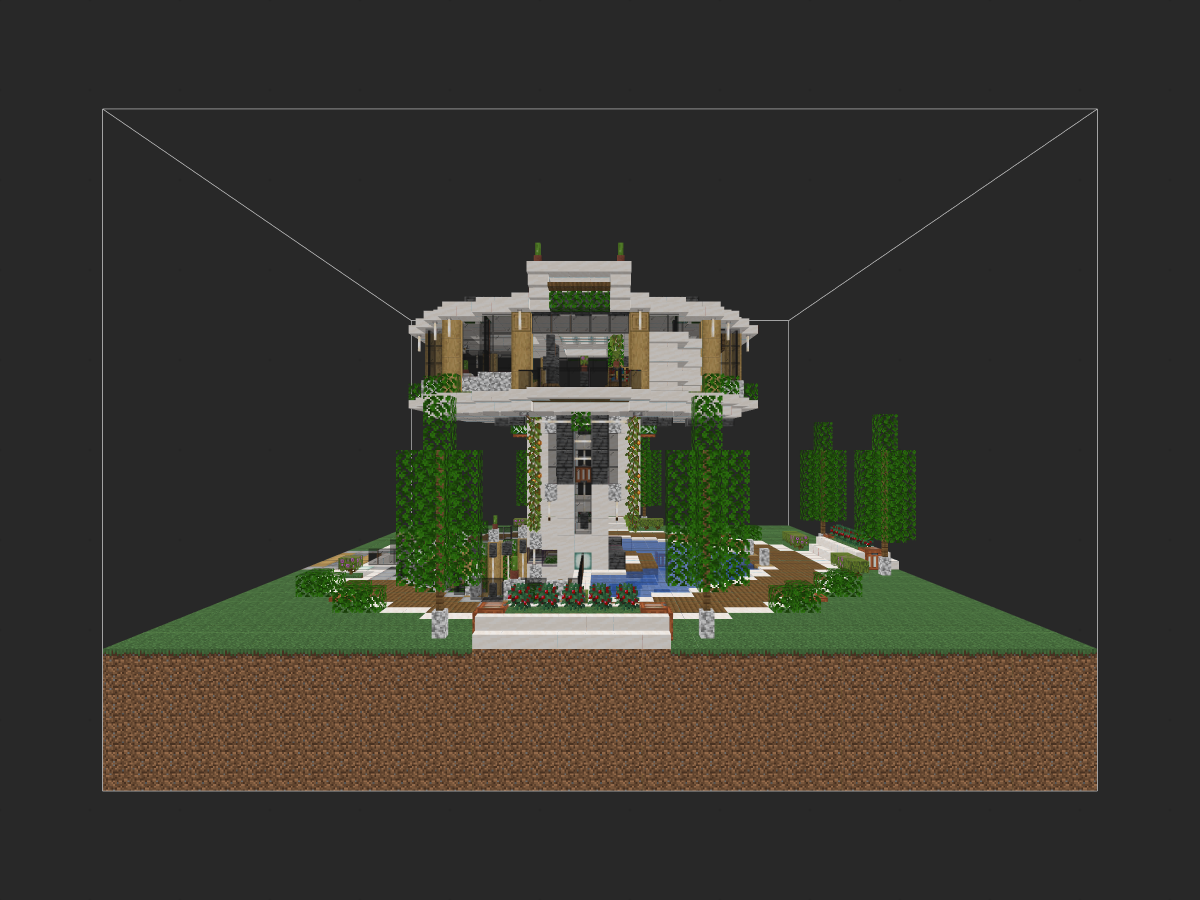 我的世界生存建筑教程：半浮空半地下现代住宅（我的世界投影）——极致绿化体验，单人生存必备！-投影工坊