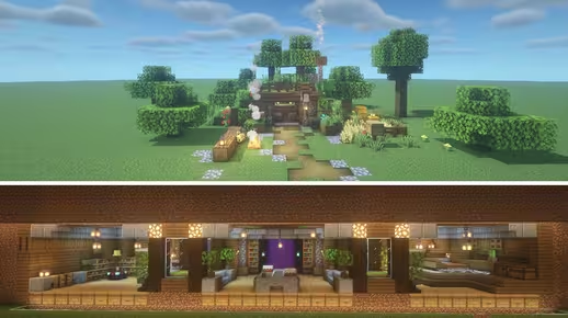 我的世界生存建筑教程：超级简单的无外立面地穴小屋（我的世界投影）——还不立刻开挖！-投影工坊