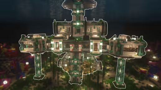 我的世界现代水下建筑教程：海洋探索基地（我的世界投影）——征服海洋从这里开始！-投影工坊