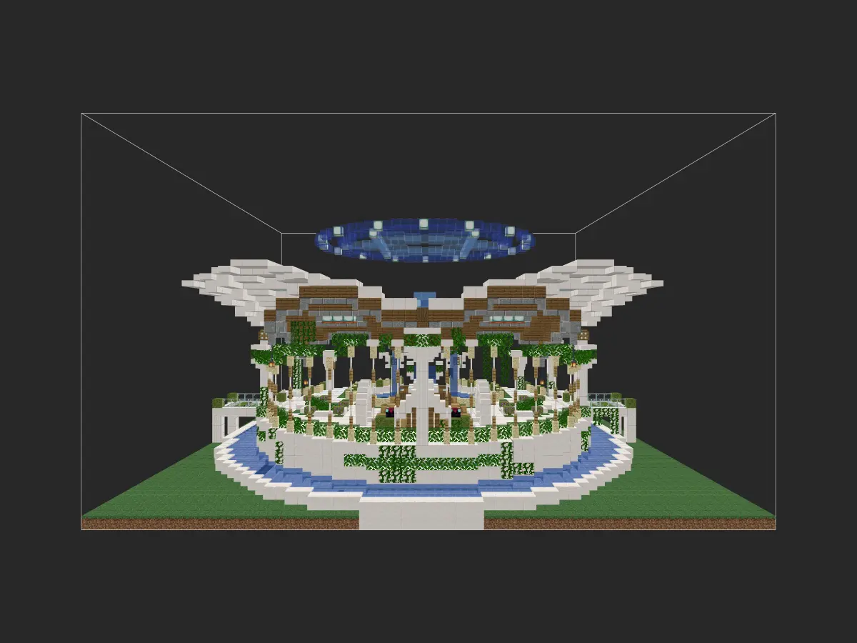 我的世界装饰建筑教程：水元素召唤魔法书喷泉（我的世界投影）——谁能拒绝一本能召唤水元素的魔法书呢？-投影工坊