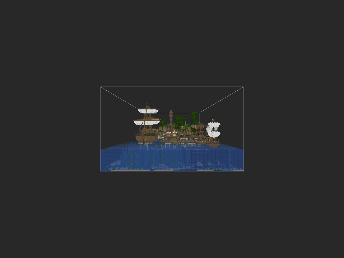 我的世界建筑教程：初始生存贸易港口（我的世界投影）——你要来加入我们的贸易船队嘛？-投影工坊