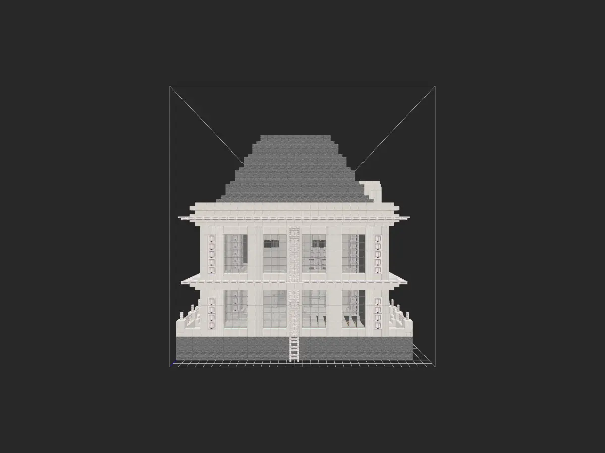现代白色别墅建筑-投影工坊