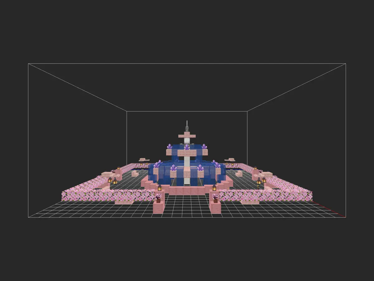 樱花喷泉（樱花树叶下面自行用樱花栏杆填充-投影工坊