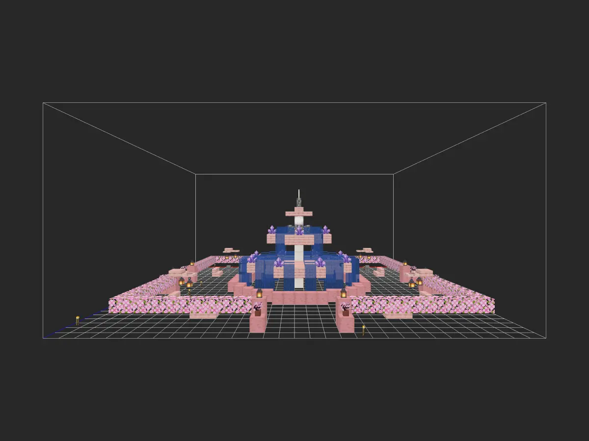 樱花喷泉（樱花树叶下面自行用樱花栏杆填充-投影工坊