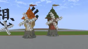 幻想中世纪建筑三色农场风车-投影工坊