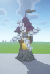 幻想中世纪建筑三色农场风车-投影工坊