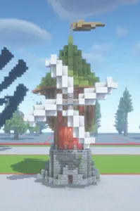 幻想中世纪建筑三色农场风车-投影工坊