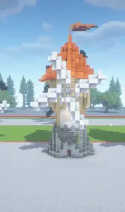 幻想中世纪建筑三色农场风车-投影工坊