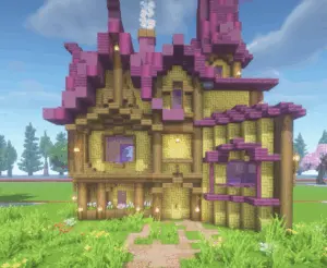 幻想中世纪建筑苋菜色小屋-投影工坊