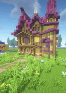 幻想中世纪建筑苋菜色小屋-投影工坊