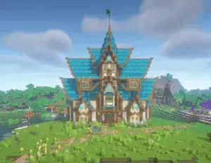 幻想中世纪建筑村民交易所-投影工坊